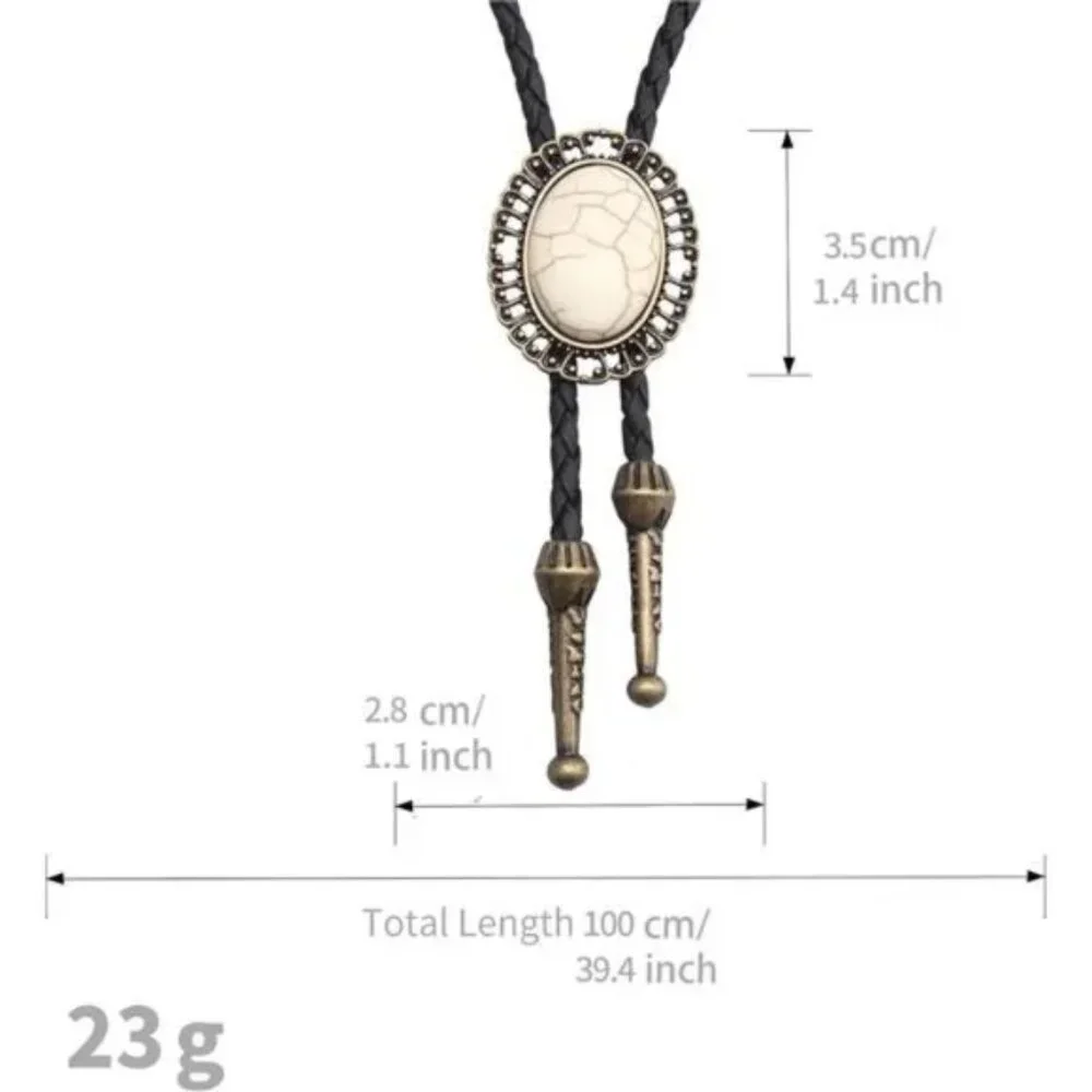 Cowhide Bolo Western Tie for Men and Women Pl0065-white Gold